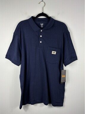 Lee Men's Short-Sleeve Pocket Polo Shirt in navy blue